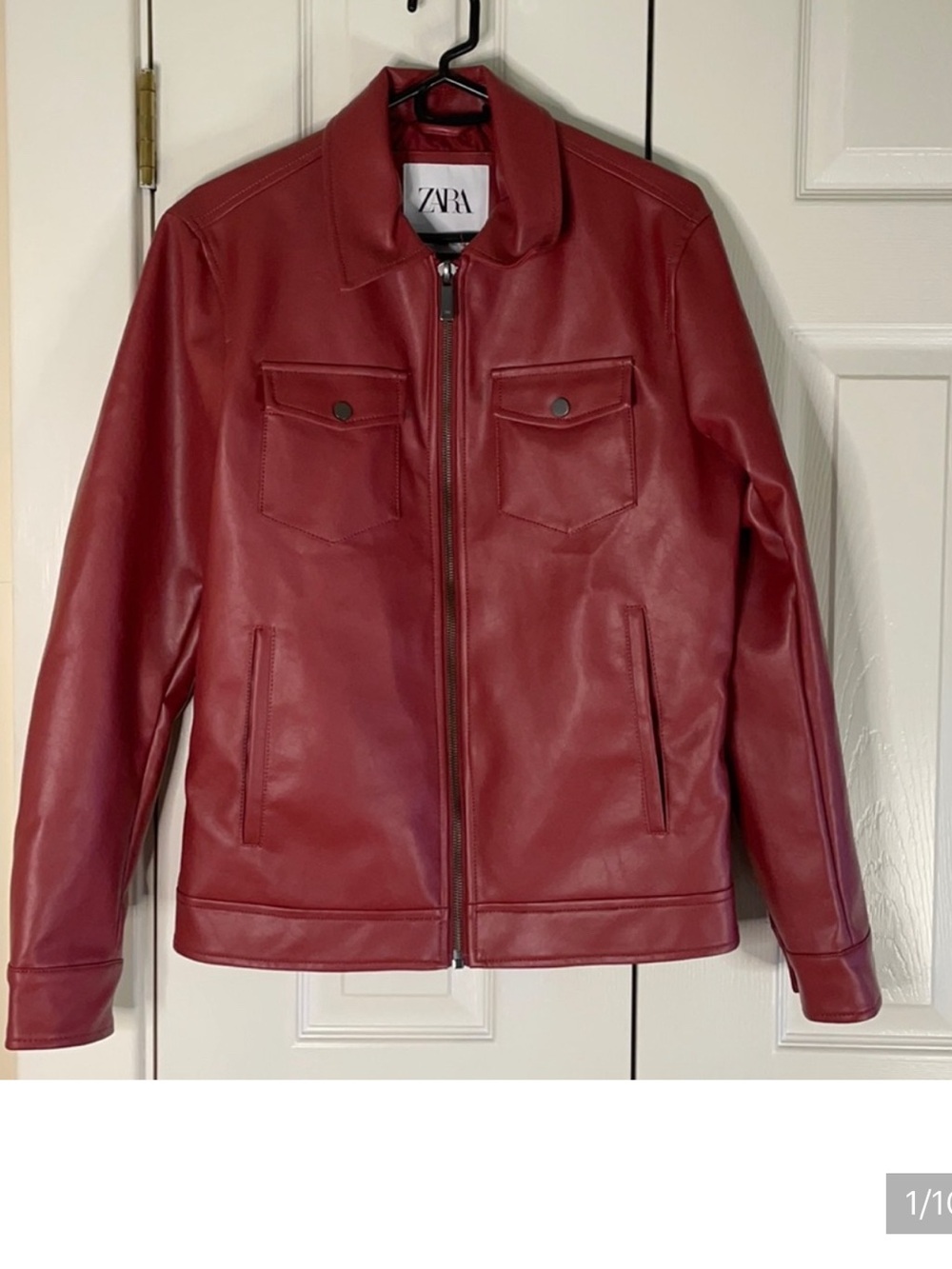 Zara Vegan Burgundy  Leather Jacket Size S
